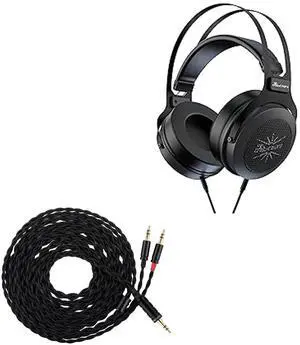 Linsoul Kiwi Ears Altruva Over Ear Headphone, Hi-Fi 50mm Dynamic Driver Monitoring(BlackGrey) Tripowin Nova Monitor Headphone Cable, Over-Ear Wire (3.5mm, Black)