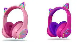 LOBKIN Rose Cat Ears Headphones and hot-Pink Cat Ears Headphones