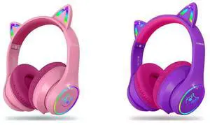 LOBKIN Cat Ears Headphone Rose and Purple-Pink