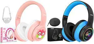 LOBKIN Active Noise Cancelling Headphones for Kids,Bluetooth 5.4,Kids Headphones Wireless with Mic 50H Playtime AUX Cord Safe Volume Limited Foldable for Boy Girl Travel/School/iPad(Without LED light)