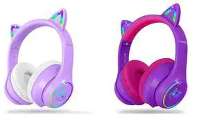 LOBKIN Cat Ears Headphone Purple and Purple-Pink