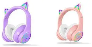 LOBKIN Cat Ears Headphone Pink and Purple