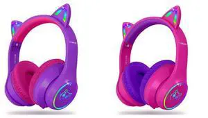 LOBKIN Cat Ears Headphone Purple-Pink and Hot-Pink