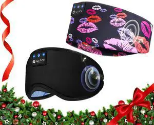 LOVE EYE Sleep Headphones Bluetooth 5.4 Sleeping Eye Mask Wireless Music Earphones with HD Speakers for Side Sleepers Total Blackout Cotton Mask for Travel, Home, Office, Unique Gifts