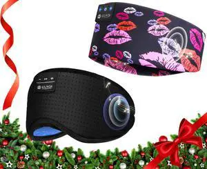 LOVE EYE Sleep Headphones Bluetooth 5.4 Sleeping Eye Mask Wireless Music Earphones with HD Speakers for Side Sleepers Total Blackout Cotton Mask for Travel, Home, Office, Unique Gifts