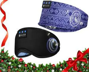 LOVE EYE Sleep Headphones Bluetooth 5.4 Sleeping Eye Mask Wireless Music Earphones with HD Speakers for Side Sleepers Total Blackout Cotton Mask for Travel, Home, Office, Unique Gifts