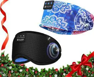 LOVE EYE Sleep Headphones Bluetooth 5.4 Sleeping Eye Mask Wireless Music Earphones with HD Speakers for Side Sleepers Total Blackout Cotton Mask for Travel, Home, Office, Unique Gifts