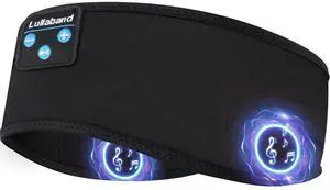 Lullaband Bluetooth Sleep Headphones Headband, Non-Slip Soft Stretchy Wireless Bluetooth Earphones with 10-Hour Battery Speakers for Sleep Travel Sports Yoga Meditation Running and Housework