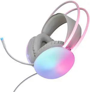 Gabba Goods Wired LED Gaming Headset with Mic - Over Ear Headphones with 50mm Drivers, Noise Isolation, Color-Changing Lights, 3.5mm AUX & USB Compatible