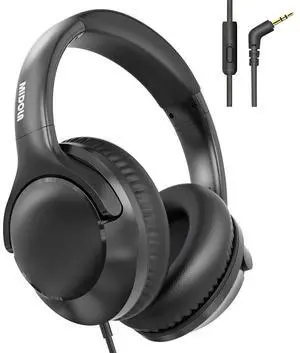 MIDOLA Wired Headphones Over-Ear Hi-Fi Sound with Microphone Adjustable Foldable, 1.5M Cord & 3.5mm Jack, Lightweight Headset for Kids Adults PC iPad Laptop Black