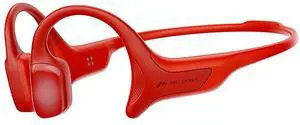 mojawa HaptiFit Terra Advanced Smart Sports Wearable, Open Ear Bluetooth Bone Conduction Headphones with Mic and 32GB MP3, Waterproof Wireless Earphones for Workouts, Swimming and Running, Red