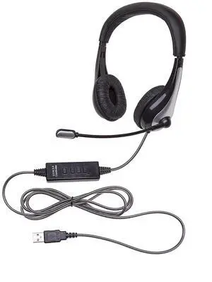 Califone 1025MUSB NeoTech 1025MUSB Headset with Gooseneck Microphone, Black/Silver