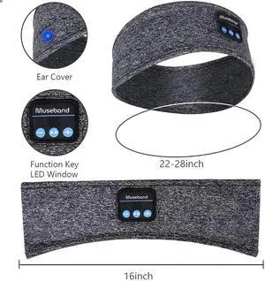 Museband Sleep Headphones: Bluetooth 5.2, Noise-Canceling, Ideal for Sleep, ASMR, Yoga, Workouts, Travel, Long Battery Life, Compatible with Sleep Apps, Grey