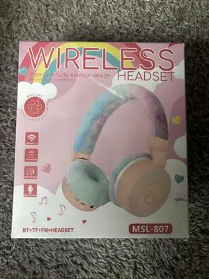 Wireless Bluetooth Headset, Premium Fluffy Design, Pink and Blue, Model MS-807