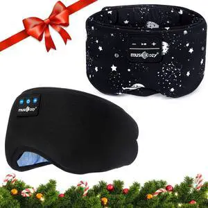 MUSICOZY Sleep Headphones Bluetooth Sleep Mask with Headphones Eye Mask Wireless Bluetooth 5.4 with Adjustable Headband