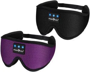 MUSICOZY Sleep Headphones Bluetooth Wireless Sports Headband, Sleeping Eye Mask Earbud for Side Sleepers Air Travel Meditation, Pack of 2