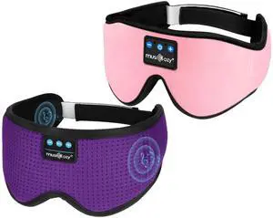 MUSICOZY White Noise Sleep Headphones, Bluetooth Sleep Mask 3D Wireless Music Sleeping Headphones Earbuds for Men Women Yoga Travel Office Relax Cool Tech Gadgets Unique Gifts
