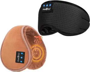 MUSICOZY Sleep Headphones Breathable Bluetooth, Bluetooth Ear Muffs for Winter Side Sleepers Workout Running Travel Yoga Office Cool Gadgets Tech Unique Gifts, 2 Pack