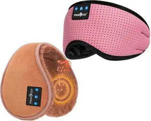 MUSICOZY Sleep Headphones Bluetooth Headband Breathable Headphones, Bluetooth Ear Muffs for Winter Side Sleepers Workout Running Travel Yoga Office Cool Gadgets Tech Unique Gifts, 2 Pack