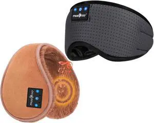 MUSICOZY Sleep Headphones Breathable Bluetooth, Bluetooth Ear Muffs for Winter Side Sleepers Workout Running Travel Yoga Office Cool Gadgets Tech Unique Gifts, 2 Pack