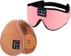 MUSICOZY Sleep Headphones Bluetooth Headband, Bluetooth Ear Muffs for Winter Side Sleepers Workout Running Travel Yoga Office Cool Gadgets Tech Unique Gifts, 2 Pack