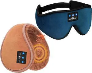 MUSICOZY Sleep Headphones Bluetooth Headband Sleeping Headphones Sleep Mask, Bluetooth Ear Muffs for Winter Side Sleepers Workout Running Travel Yoga Office Cool Gadgets Tech Unique Gifts, Pack of 2
