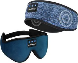MUSICOZY Sleep Headphones Bluetooth Sports Headband, Wireless Music Sleeping Headphones Sleep Eye Mask Earbuds for Side Sleepers Workout Running Travel Yoga Office, Pack of 2