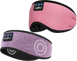 MUSICOZY Sleep Headphones Bluetooth Sports Headband, Wireless Music Sleeping Headphones Sleep Eye Mask Earbuds for Side Sleepers Workout Running Travel Yoga Office, Pack of 2