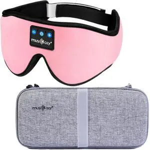 MUSICOZY 3D Bluetooth Sleep Mask with Protective Storage Case, Wireless Music Sleep Headphones Headband for Side Sleepers, Protective Travel Carrying Case for Eye Mask & Electronics