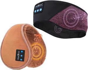 MUSICOZY Sleep Headphones Bluetooth Headband, Bluetooth Ear Muffs for Winter Side Sleepers Workout Running Travel Yoga Office Cool Gadgets Tech Unique Gifts, 2 Pack