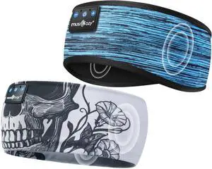 MUSICOZY Sleep Headphones Bluetooth Headband, Sleep Mask with Bluetooth Sleep Headphones, Sports Sleeping Headphones Sleep Earbuds with Ultra-Thin HD Stereo Speakers for Travel Workout, 2 Packs