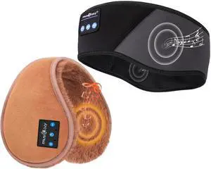 MUSICOZY Sleep Headphones Bluetooth Sport Headband, Bluetooth Ear Muffs for Winter Side Sleepers Workout Running Travel Yoga Office Cool Gadgets Tech Unique Gifts, 2 Pack