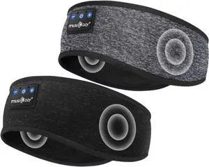 MUSICOZY Sleep Headphones, Bluetooth Headband Unique Gifts for Men Women, Ultra Soft Sleeping Headphones Wireless Music Headband Headphones for Yoga Sports Side Sleep Cool Tech Gadgets Gifts, 2 Packs