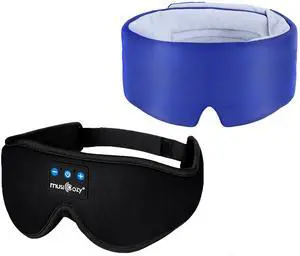 MUSICOZY Ice Silk Sleep Mask Headphones, Sleep Headphones,Bluetooth 5.4 Sleep Mask Headband Headphones Sleeping Eye Mask,Earbuds Earphones with HD Headphones Stereo Speakers for Men Women