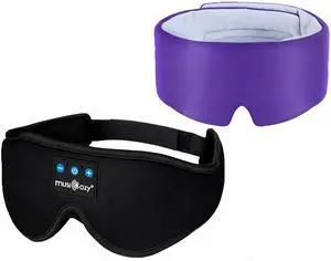 MUSICOZY Ice Silk Sleep Mask Headphones, Sleep Headphones,Bluetooth 5.4 Sleep Mask Headband Headphones Sleeping Eye Mask,Earbuds Earphones with HD Headphones Stereo Speakers for Men Women