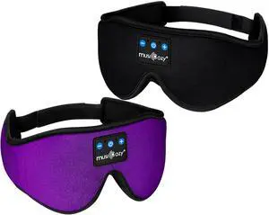 MUSICOZY Sleep Headphones Bluetooth Headband Sleeping Headphones Sleep Mask, Wireless Sleep Mask Earbuds for Side Sleepers Men Women Office Nap Air Travel Cool Tech Gadgets Unique Gifts of 2 Packs
