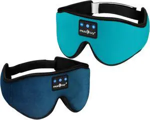 MUSICOZY Sleep Headphones 3D Bluetooth 5.4 Wireless Headband Sleep Mask, Sleeping Headphones Music Eye Mask for Side Sleepers, Air Travel, Built-in Ultra Thin Speakers Microphones, Pack of 2