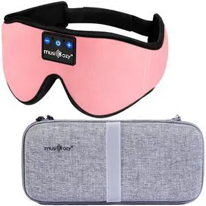 MUSICOZY Bluetooth Sleep Mask with Hard EVA Storage Case, Eye Mask Headphones for Side Sleepers, Wireless Stereo Sound, Perfect for Travel, Relaxation & Sleep