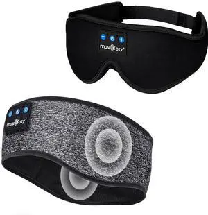 MUSICOZY Bluetooth 5.4 Sleep Headphones Sports Headband Headphones, Wireless Earphones Music Sleep Earbuds for Side Sleepers Sleeping Eye Mask for Women Men Workout Running Cool Unique Gifts