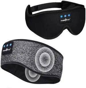 MUSICOZY Bluetooth 5.4 Sleep Headphones Sports Headband Headphones, Wireless Earphones Music Sleep Earbuds for Side Sleepers Sleeping Eye Mask for Women Men Workout Running Cool Unique Gifts