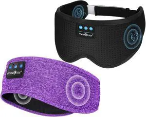 MUSICOZY Sleep Headphones Bluetooth Headband Sleeping Headphones Eye Mask, Wireless Music Sleep Earbuds Earphones for Side Sleepers Men Women Travel Cool Tech Gadgets Unique Gifts, Pack of 2