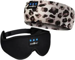 MUSICOZY Sleep Headphones Bluetooth Headband Sleeping Headphones Eye Mask, Wireless Music Sleep Earbuds Earphones for Side Sleepers Men Women Travel Cool Tech Gadgets Unique Gifts, Pack of 2