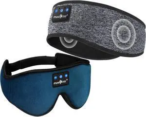 MUSICOZY Sleep Headphones Bluetooth Wireless Sports Headband, Sleeping Eye Mask Earbud for Side Sleepers Air Travel Meditation, Pack of 2