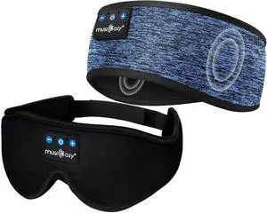 MUSICOZY Sleep Headphones Bluetooth Headband, Wireless Music Sleeping Headphones Mask Earbuds for Side Sleepers Workout Running Travel Yoga Cool Gadgets Tech Unique Gift 2 Pcs