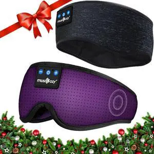 MUSICOZY Sleep Headphones Bluetooth Headband, Wireless Sleeping Headphones Mask Earbuds Built-in HD Speakers for Side Sleepers Women Men Running Insomnia Travel Yoga Cool Gadgets Unique Gifts, 2 Packs