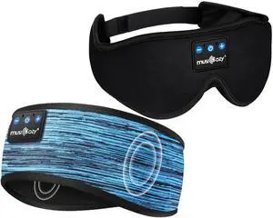 MUSICOZY Sleep Headphones Bluetooth Headband, Wireless Sleeping Headphones Mask Earbuds Built-in HD Speakers for Side Sleepers Women Men Running Travel Yoga Cool Gadgets Unique Gifts, 2 Packs