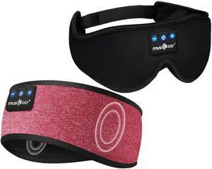 MUSICOZY Sleep Headphones Bluetooth Headband, Wireless Sleeping Headphones Mask Earbuds Built-in HD Speakers for Side Sleepers Women Men Running Travel Yoga Cool Gadgets Unique Gifts, 2 Packs