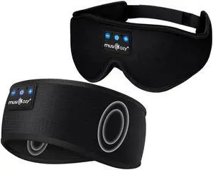 MUSICOZY Sleep Headphones Bluetooth Headband, Sleep Mask With Bluetooth Sleep Headphones, Sports Sleeping Headphones Sleep Earbuds with Ultra-Thin HD Stereo Speakers for Travel Workout, 2 Packs