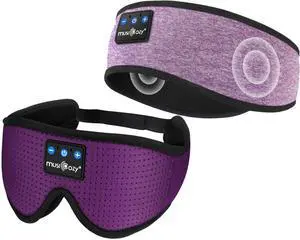 MUSICOZY Sleep Headphones Bluetooth Headband Breathable 3D Sleeping Headphones, Wireless Music Eye Mask Earbuds for Side Sleepers Women Office Air Travel Cool Tech Gadgets Unique Gifts, Pack of 2