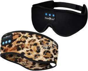 MUSICOZY Sleep Headphones Bluetooth Sports Headband, Wireless Music Sleeping Headphones Sleep Eye Mask Earbuds for Side Sleepers Workout Running Travel Yoga Office, Pack of 2